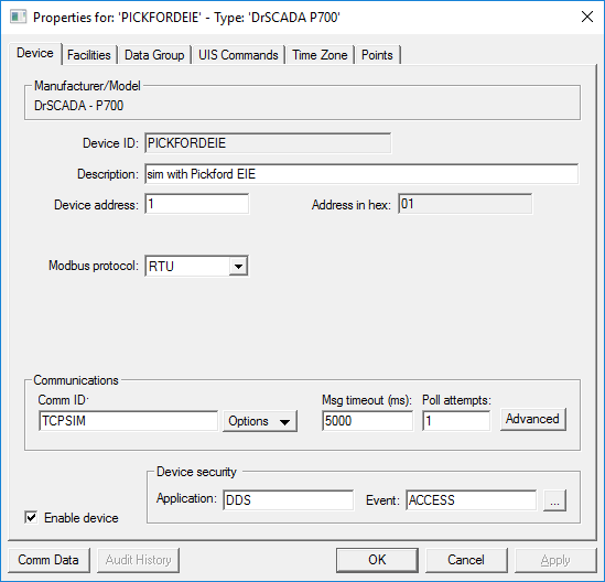 Modbus Pickford EIE - Device Page Modbus Pickford EIE - Device Page